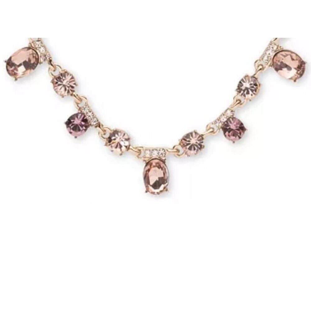 Givenchy Frontal Necklace Luxury Designer Elegant Chic Crystal Gold Tone NEW - Picture 5 of 15